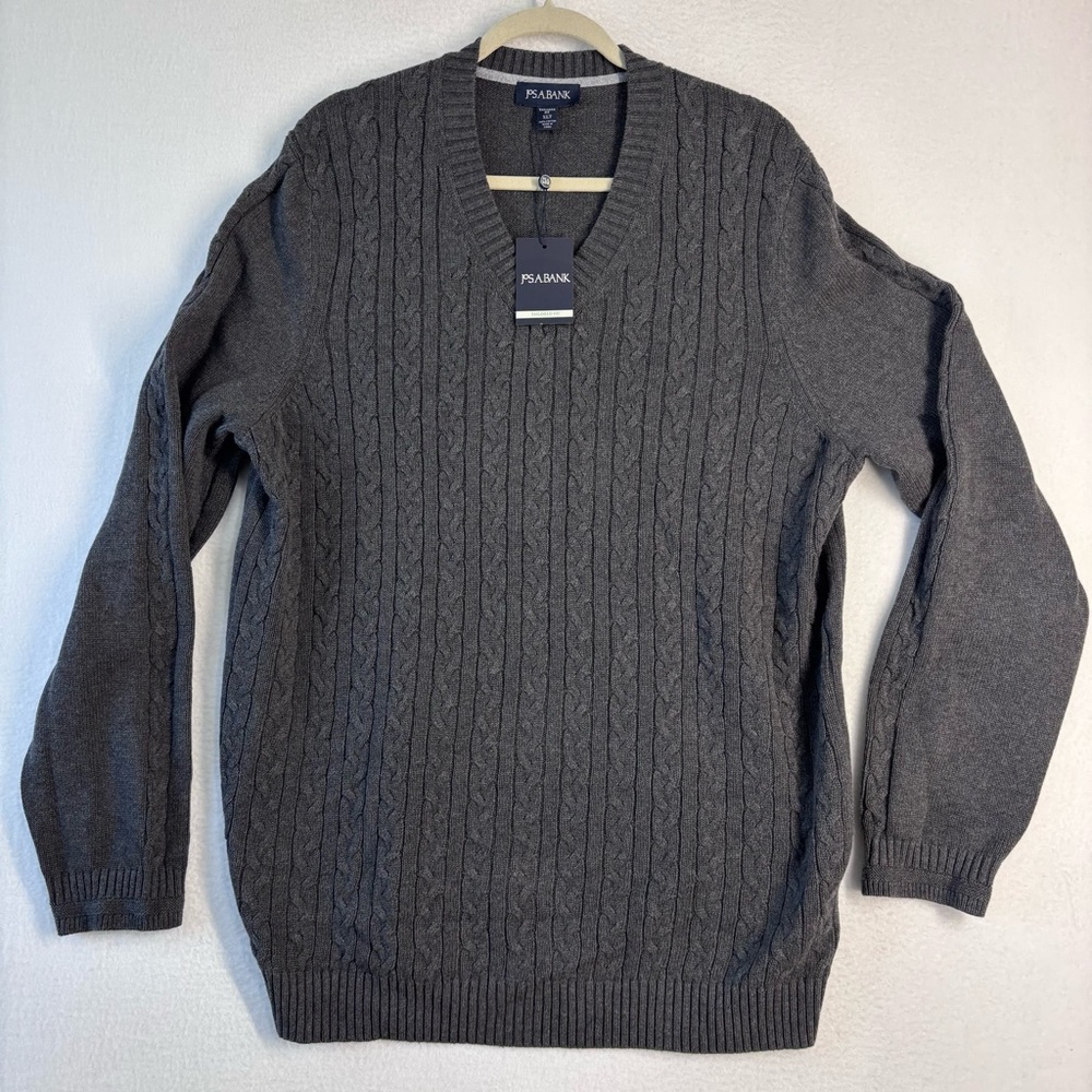 Jos. A. Bank V-Neck Sweater Men's XLT Dark Gray Tailored Fit NWT